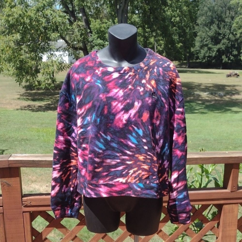 JUICY by Juicy Couture Jewel Tones Tie Dye Cropped Pullover Sweatshirt Size 1X